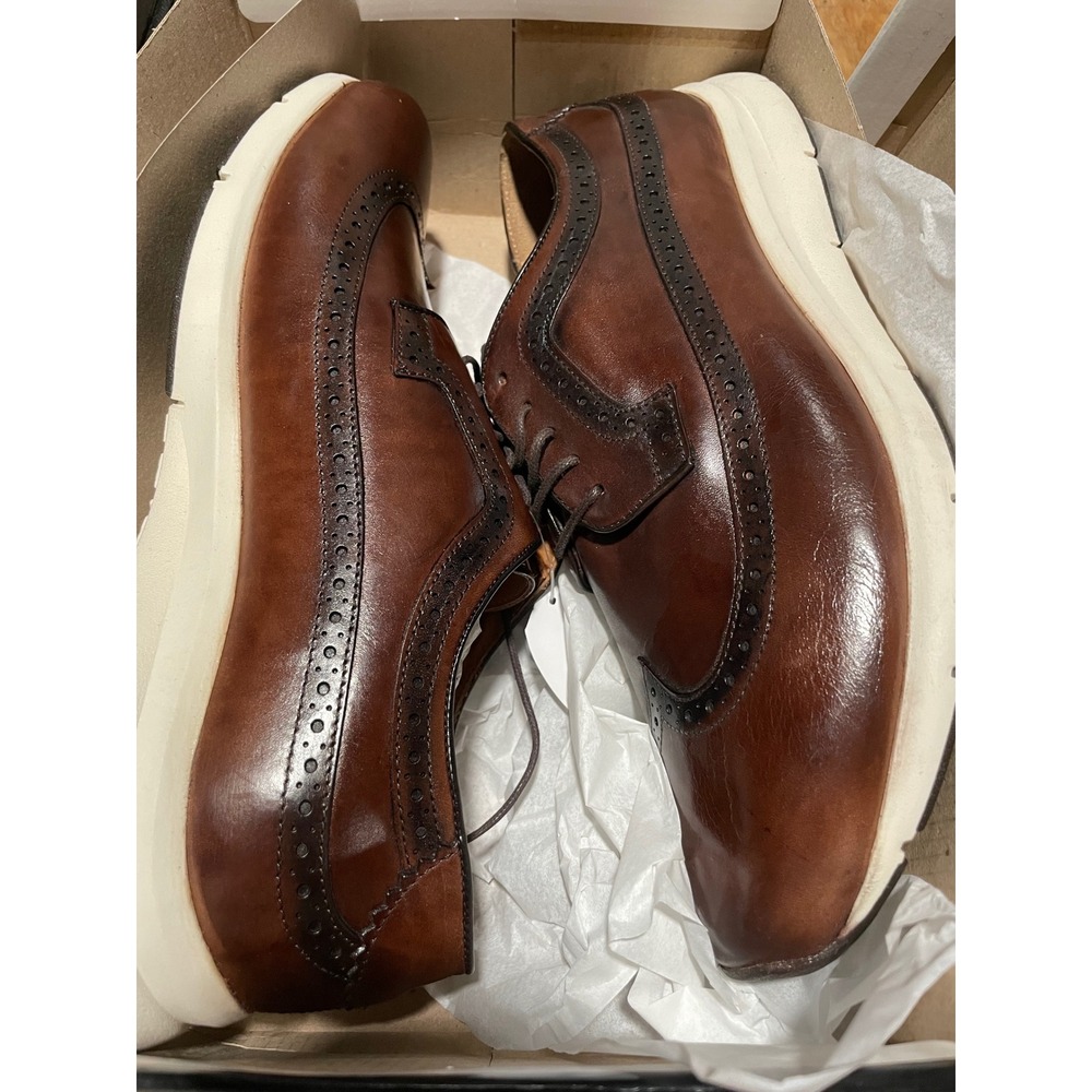Belvedere Eric Antique Brown Leather Wingtip Oxford Hybrid Dress Sneaker Men 10D - Picture 6 of 8